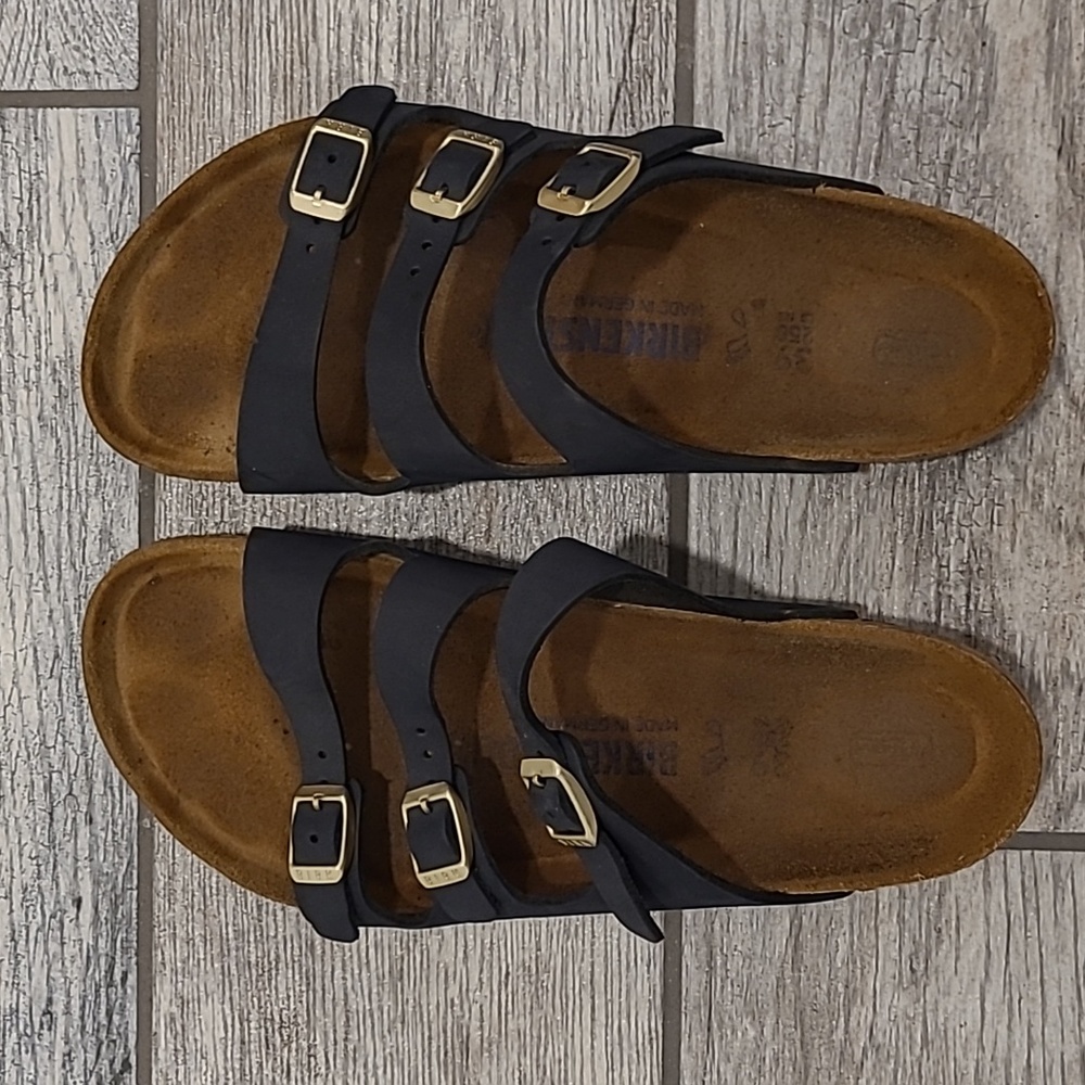 Birkenstock Florida navy sandals size 39 soft footbed